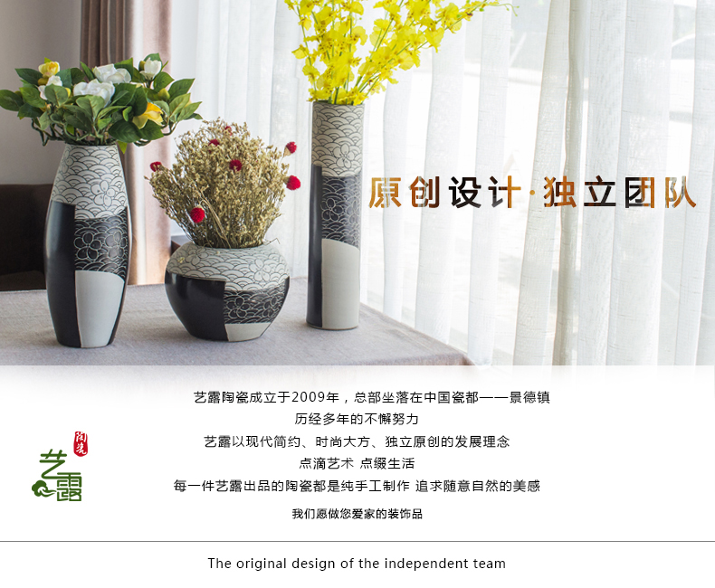 Jingdezhen ceramics vase modern household adornment three - piece sitting room act the role ofing is tasted furnishing articles lucky bamboo flowers