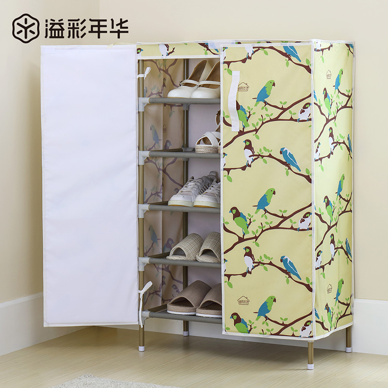 Yicai Nian Hua Simple two-door dustproof large capacity Oxford cloth multi-layer shoe rack storage storage shoe cabinet Cloth shoe cabinet