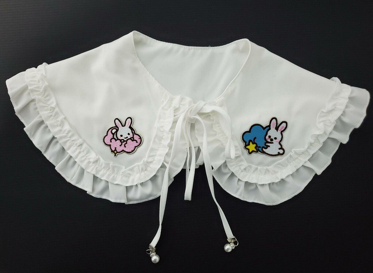 Cute Little Bear Cloth Patch Fake Collar Lace Trim Collar Shirt Collar 100 Lap Fake Collar