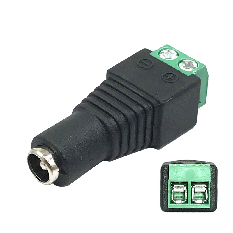 DC female DC power connector Solder-free DC female adapter wire terminal monitoring LED12V power conversion plug