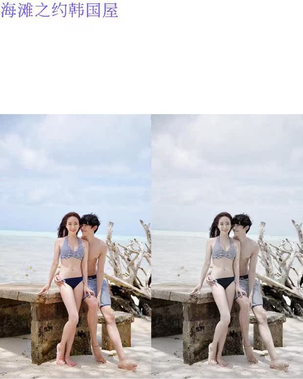 Spot Hàn Quốc Nhập khẩu Đồ bơi Cặp đôi Đồ bơi bikini Cup Cuper Đồ bơi nữ + Quần đi biển nam 1957 - Vài đồ bơi 	đồ đi biển đôi nữ