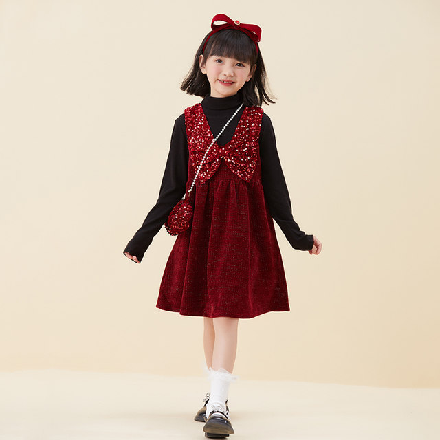 Girls' small fragrance suit princess dress big boy's vest autumn and winter skirt light luxury niche high-end dress winter