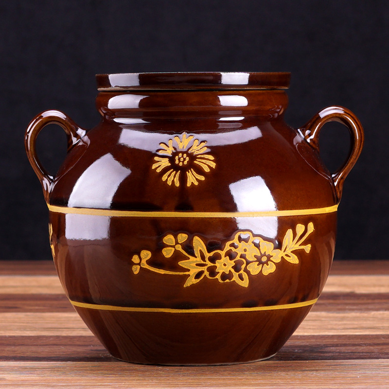 Edge lodge GuanPing sichuan ceramic containers peanut oil jar earthenware from lard oil cylinder oil altar canister
