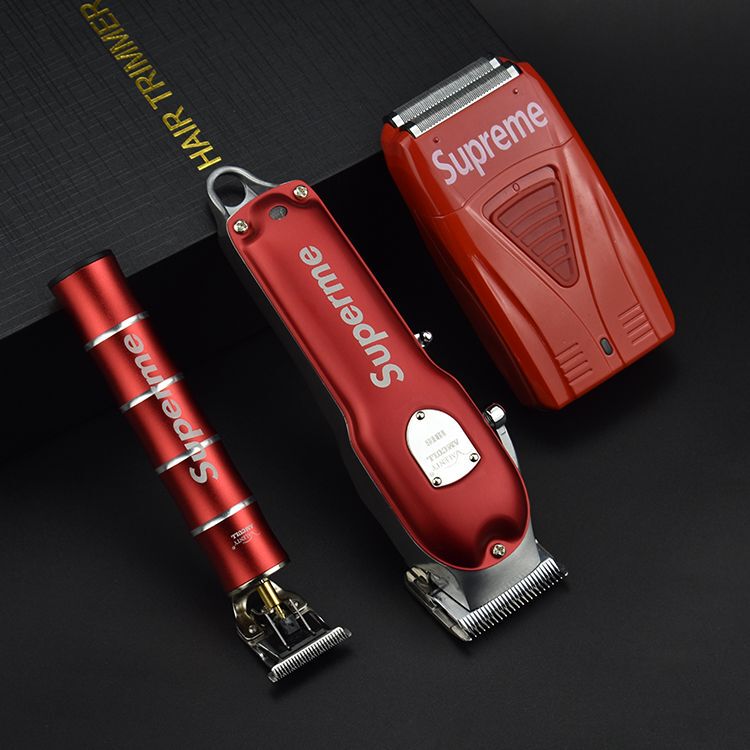 Liqiao Oil-Head Hair Clipper Three-Piece Set for Hair Salons, 0 Blade Head, Professional Electric Clipper for Barbershop Carving, White Gradient Shaving