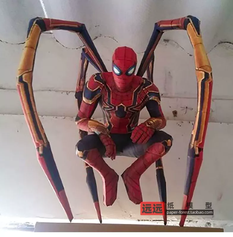 Xa xa mô hình giấy Iron Spiderman mô hình giấy handmade DIY sản xuất đồ chơi trang trí máy tính để bàn cho bé trai - Mô hình giấy