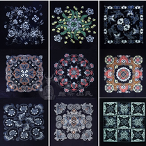 Guizhou Miao Batik Crafts Coffee Table Cloth Batik Small Square Tablecloth Multiple Patterns to Choose from 90*90cm