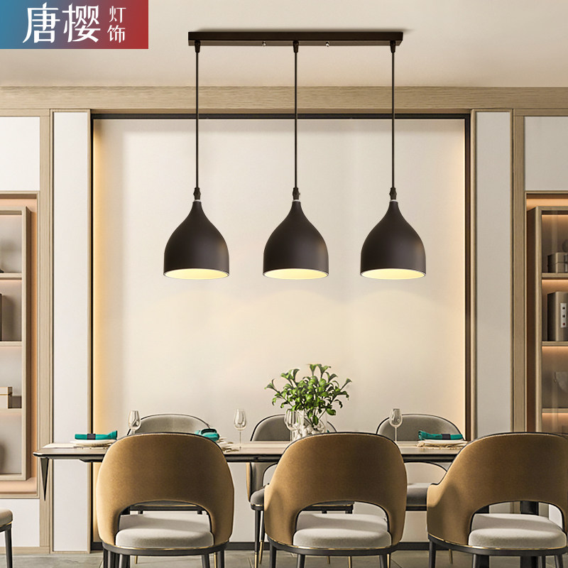 LED chandelier modern minimal restaurant lighting creativity Nordic three-head dining room Bar lampLighting black and white meal hanging
