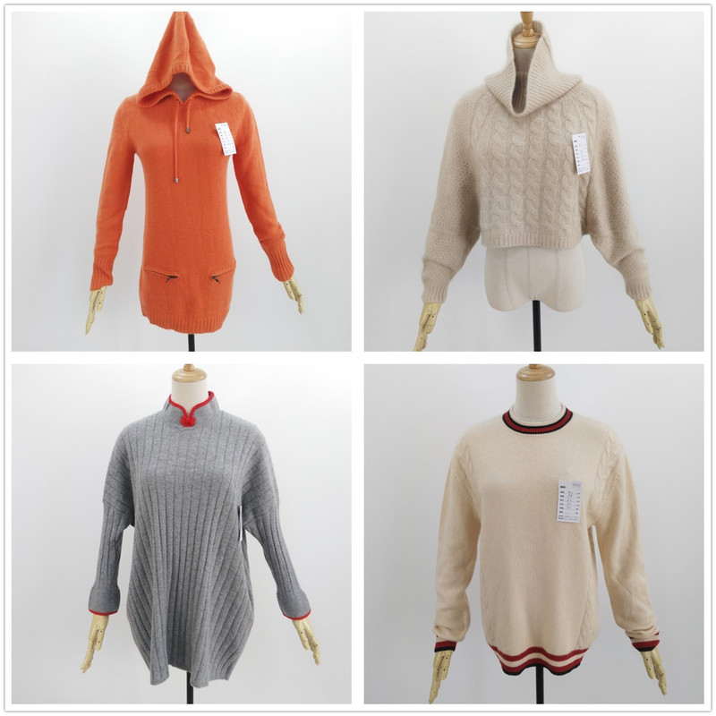 Foreign Trade Inventory Cashmere Export Cashmere Sweater Round Neck Pullover Women's Long-Sleeved Warm Sweater P426