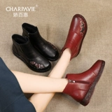 Комфортные туфли для матери, обувь, короткие сапоги, ботинки, мягкая подошва, для среднего возраста, из натуральной кожи