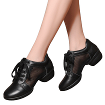Jiaobaihui summer dance shoes for women new dance shoes mesh mid-heeled sailor dance shoes soft sole square dancer shoes