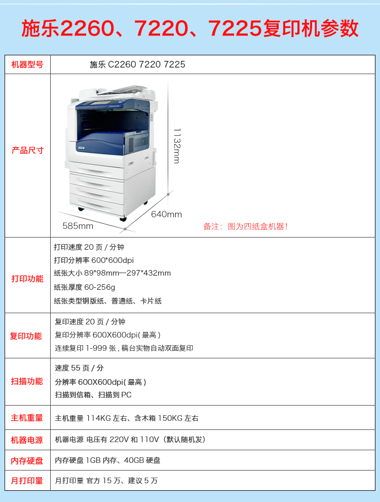 Máy in và sao chép máy in thương mại Xerox 7220 7225 2265 2260 - Máy photocopy đa chức năng