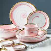 Light luxury marble Phnom Penh Bowl set Net red Nordic plate eating bowl Western steak dish dish dish dish dish dish