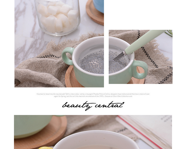 Sáng tạo gốm Bữa sáng Bát kẹo Màu đôi Tai Souffled Rang nướng Khuôn nướng Pudding Món tráng miệng Bát hấp trứng hầm - Tự làm khuôn nướng khuôn bánh trung thu 50g