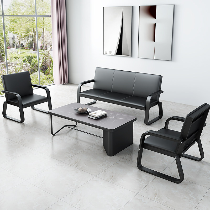Small business reception office sofa coffee table combination set modern office sofa reception area long chair