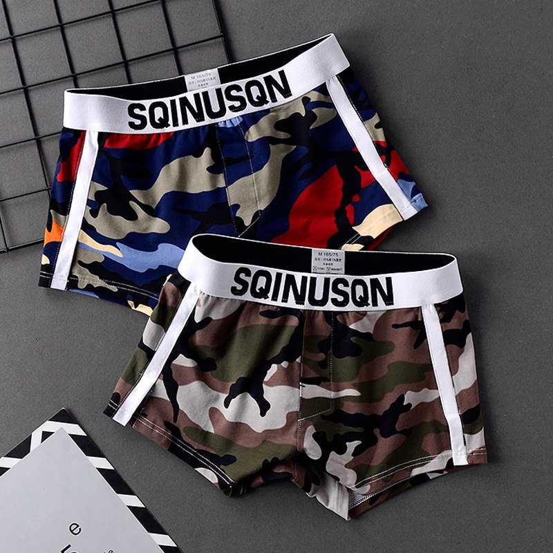 2-pack men's underwear men's cotton boxer arrow pants youth personality trendy pants loose camouflage boxer pants