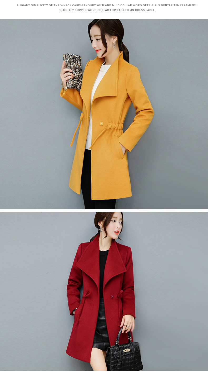 Winter Women Warm Wool Lapel Trench Coat Long Slim Overcoat OutwearWine Red intl Lazada PH