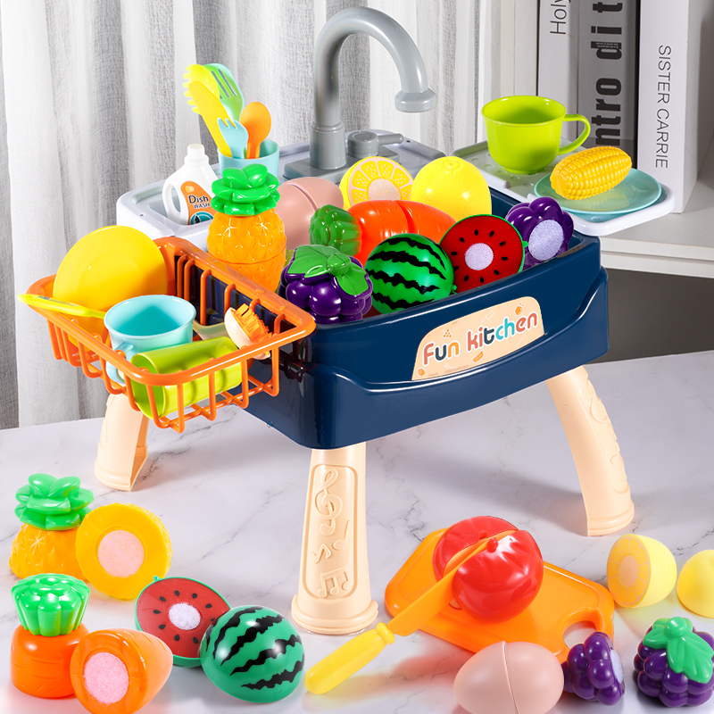 Children's cut and play toy simulation play house kitchen dish washing girl baby cut fruit and vegetable suit boys and girls
