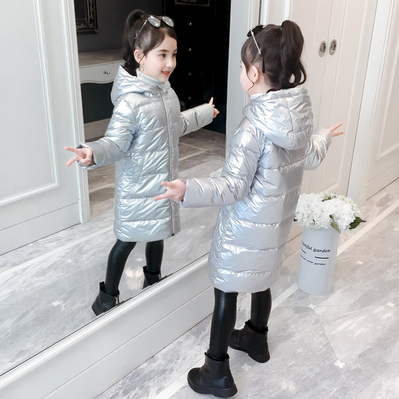 Children's cotton coat thickened winter girls light cotton-padded jacket medium and long version 2021 new foreign style autumn and winter cotton-padded jacket Korean tide