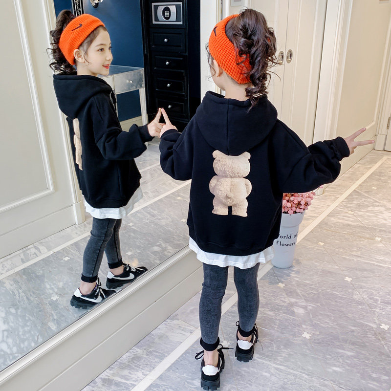 Girl's thick T-shirt foreign style fashion 2022 Spring loaded with new Korean version tide autumn Children's online red blouses spring and autumn trendy