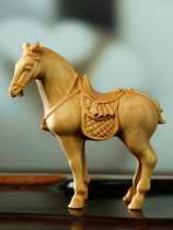 Boxwood carving zodiac horse ornaments handlebar animal solid wood round carving crafts Zhaocai horse home accessories