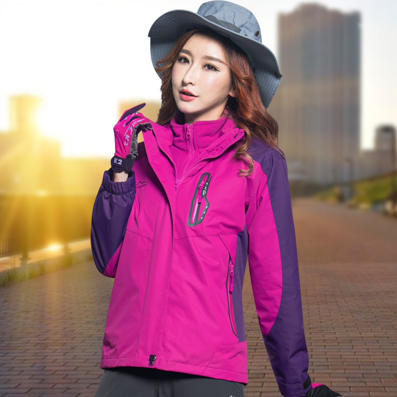 Outdoor sub-machine clothes female three-in-one detachable tide card plus suede thickened Tibetan waterproof windproof clothes climbing jacket