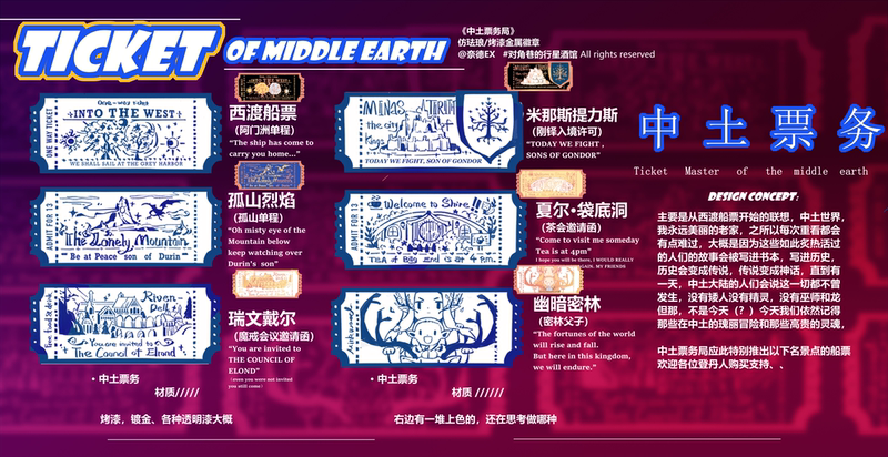 Planet Tavern P.B The Lord of the Rings · Middle-Earth Ticket Metal Badge @Nedex Lonely Mountain Hobbiton Gondor