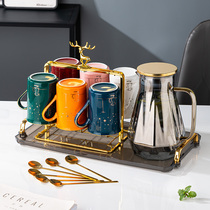 轻奢陶瓷水具套装家用客厅喝水杯子家庭茶杯茶具杯具待客用高级感