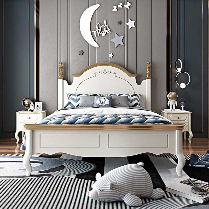 Solid wood children's bed boy 1 35m youth bedroom furniture combination set 1.8 m children's bed simple