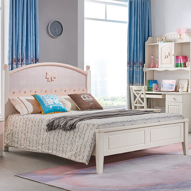 Solid wood children's bed princess bed single child bed girl's log bed children's room girl furniture combination set
