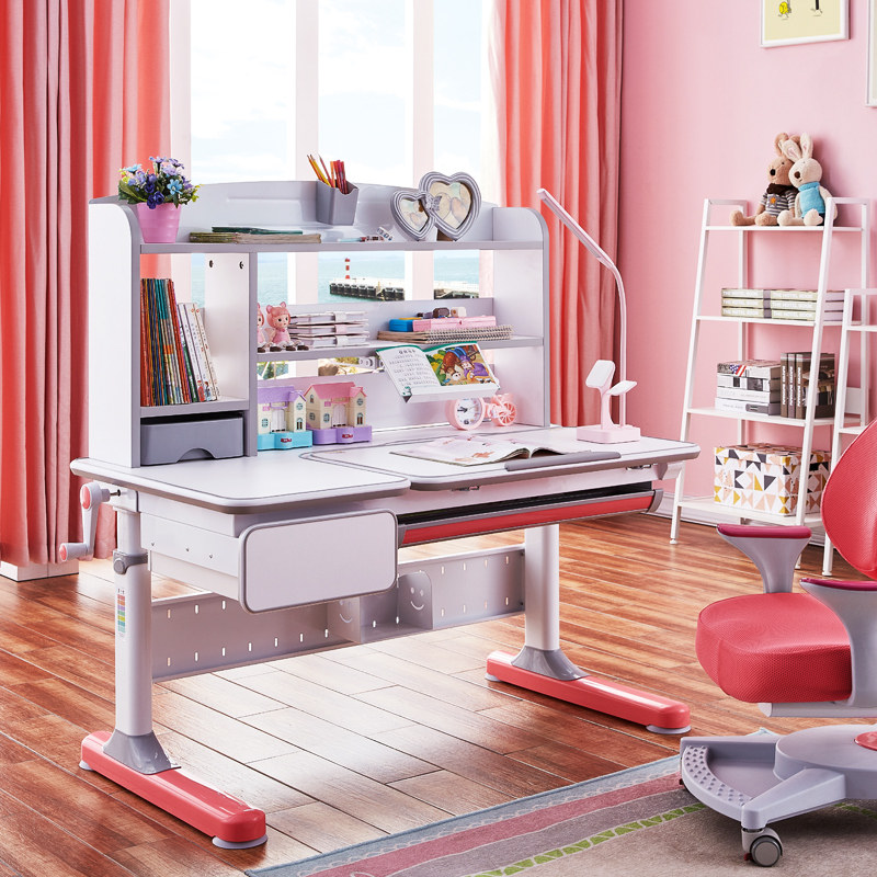 Solid wood children's desk Desk chair set Lifting desk Study desk Bookshelf combination Desktop computer desk