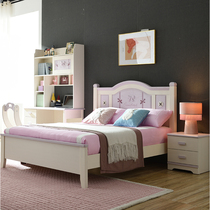 Solid wood childrens bed girl princess bed one meter two single bed 1 35m bed girl bedroom 1 5m girl bed