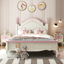 Modern childrens bed Princess bed 1 8 meters girl single bed light luxury simple 1 5m all solid wood girl childrens room