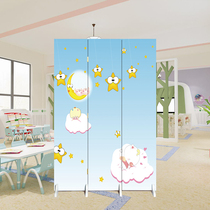  Cartoon screen folding mobile bedroom blocking home decoration partition wall Living room Hotel office double-sided folding screen