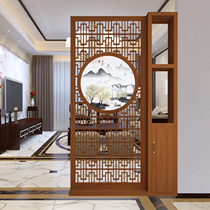  New Chinese style solid wood entrance partition Living room home entry office Mobile small apartment decoration shelf screen