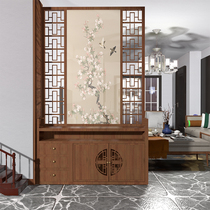 Chinese-style solid wood screen partition cabinet living room barrier brake home blocking entrance cabinet storage modern home decoration seat screen