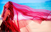 Exterior veil Sea View Beach shape yarn photo studio wedding theme props Big Red soft yarn 1 m travel props
