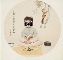 Meticulous painting childrens props childrens photos Chinese style theme baby costume shooting Republic of China wind around Gobang