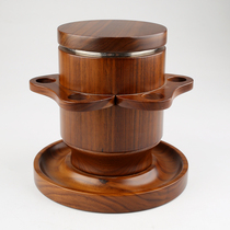 Italy import jemar solid wood pipe bucket grain box dry tobacco leaf stainless steel moisturizing jar with 6 bucket rack seat