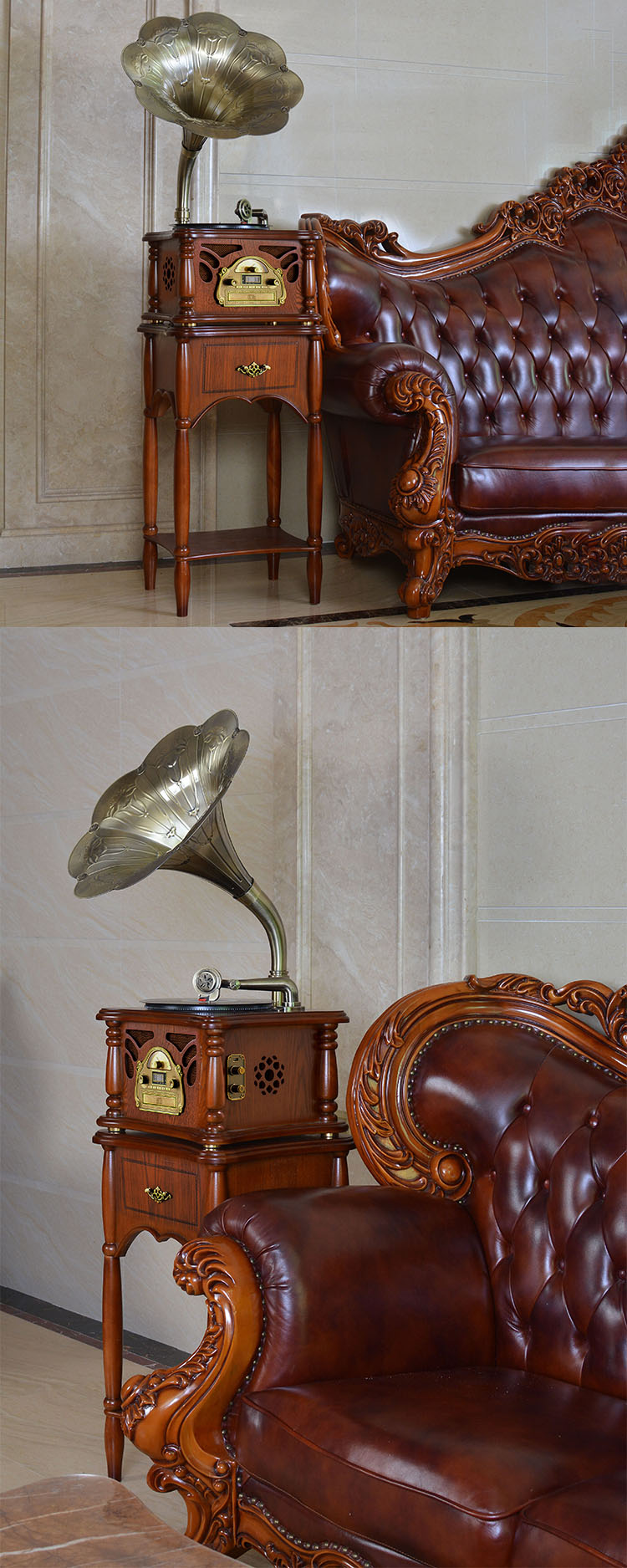Jinmo retro phonograph âm thanh phòng khách vinyl máy ghi âm châu Âu cổ âm thanh âm thanh máy ghi âm - Máy hát máy nghe nhạc đĩa than tiếng anh
