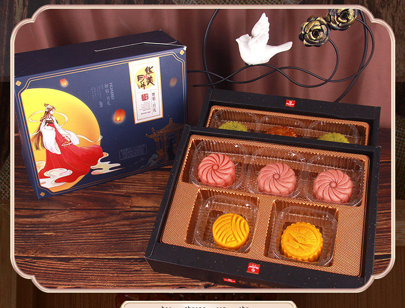 爆款产品 华美 婵娟月礼双层礼盒装 10饼4味共620g 图9