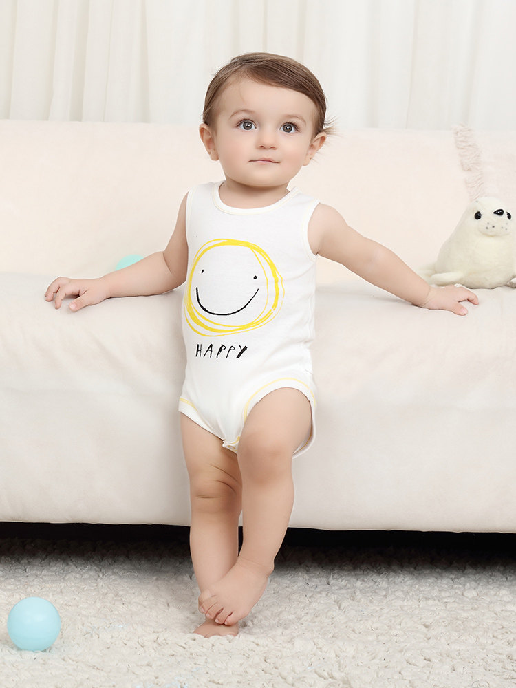 Baby cotton spring and autumn vest triangle bag fart baby jumpsuit Belly air conditioning suit 3-pack Hayi