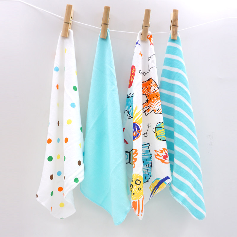 4-piece baby wipe saliva small handkerchief Cotton cotton baby pad wipe mouth saliva towel Thin small square towel