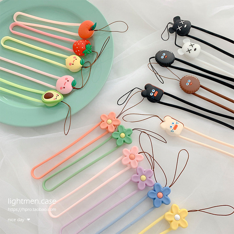 Korean Wind Flowers Handrope Anti-Fall Hanging Rope Girl hanging ornament Hanging Ornament Mobile Phone Sling Personality Creative Silicone Korea