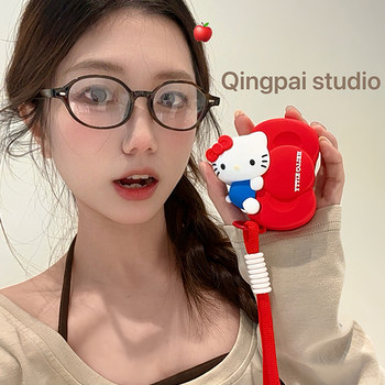 Lightweight Silicone Red Bow Cat Lanyard Suitable for Airpodspro3/2 Earphone Protective Case Airpods4 New Apple Third Generation Protective Case Earphone Shell Wireless Bluetooth Protective Case