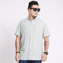 Fatten plus size mens shirt fat casual loose short sleeve shirt summer business striped oversized top