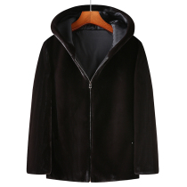 Fertilizer plus size fat man imitation mink velvet fur coat mens coat oversized hooded top 300 catties winter