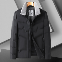 Middle-aged mens down jacket with fur collar plus fertilizer plus size mens business casual fat loose warm jacket thick