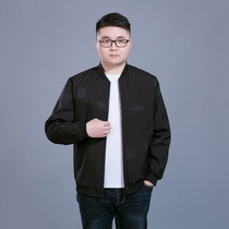 Fat plus plus size jacket fat fat guy men Spring and Autumn casual loose thin coat baseball clothes flower tide