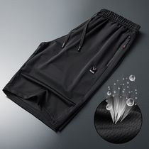 Thin 5-point shorts mens summer sports plus fat plus size zipper pocket five-point pants fat fat guy loose pants