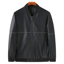 Autumn new fattening plus size mens jacket leather jacket baseball collar fat guy business casual PU leather jacket